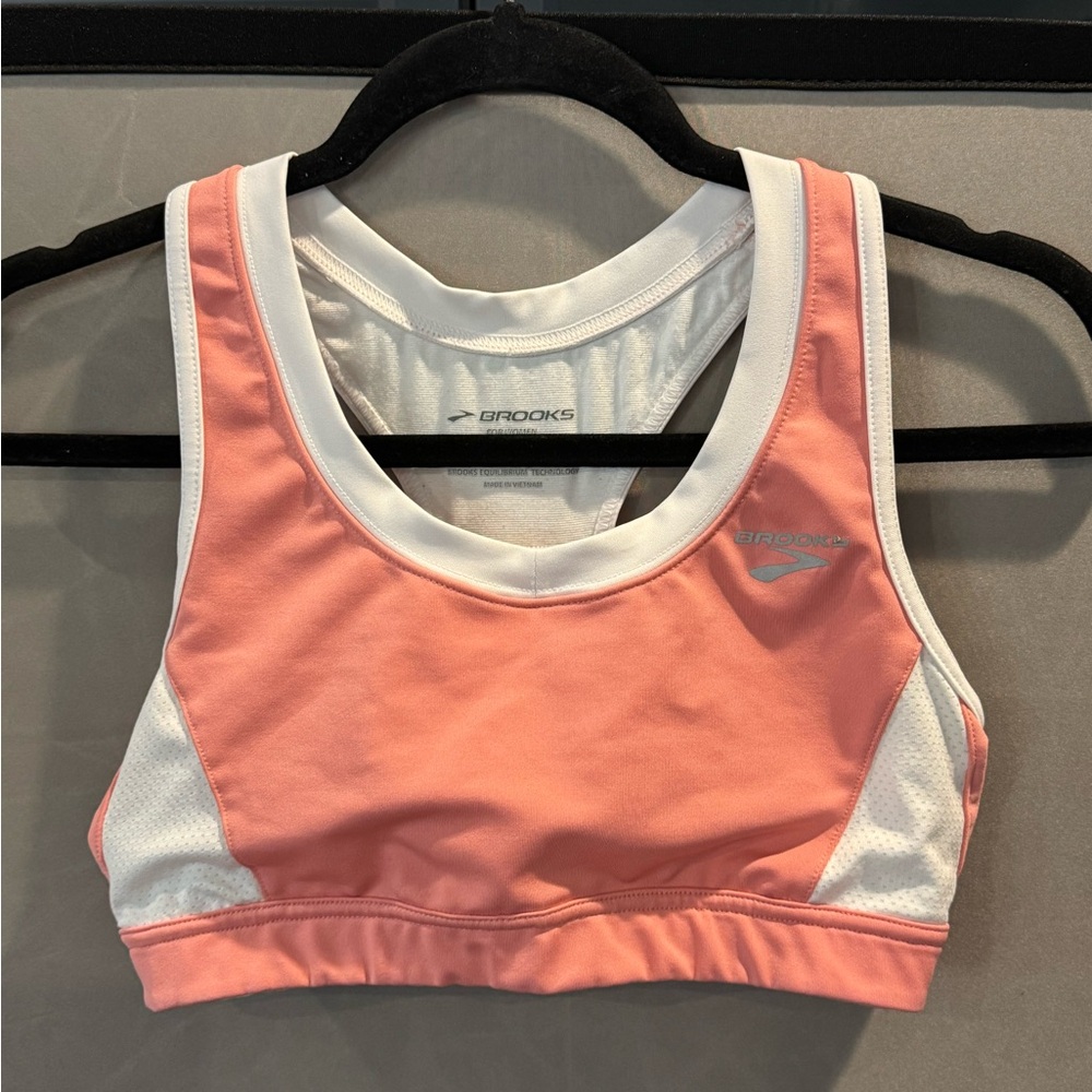 Brooks Women's Pink and White Sports Bra